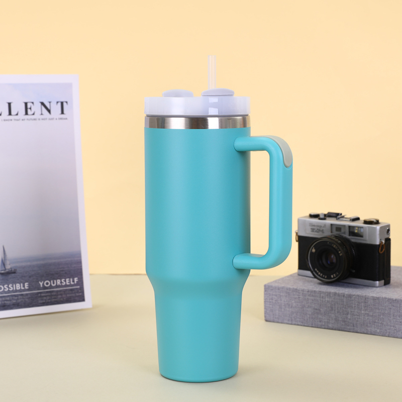 Cană auto din oțel inoxidabil 304 transfrontalieră, 40oz, a doua generație, cu mâner de paie, capacitate mare, cană termos portabilă pentru gheață