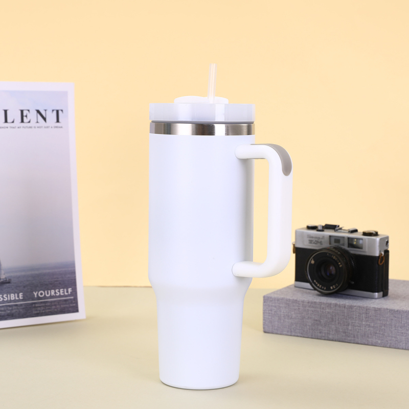 Cană auto din oțel inoxidabil 304 transfrontalieră, 40oz, a doua generație, cu mâner de paie, capacitate mare, cană termos portabilă pentru gheață
