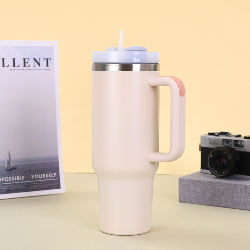 Cană auto din oțel inoxidabil 304 transfrontalieră, 40oz, a doua generație, cu mâner de paie, capacitate mare, cană termos portabilă pentru gheață
