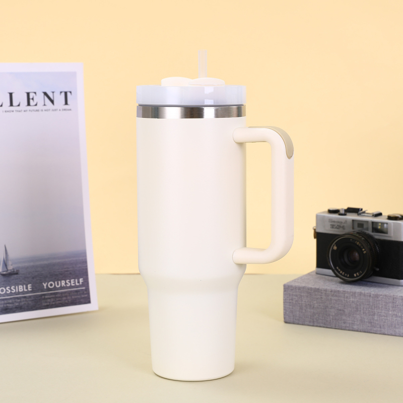 Cană auto din oțel inoxidabil 304 transfrontalieră, 40oz, a doua generație, cu mâner de paie, capacitate mare, cană termos portabilă pentru gheață