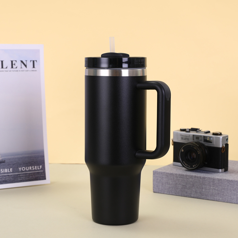 Cană auto din oțel inoxidabil 304 transfrontalieră, 40oz, a doua generație, cu mâner de paie, capacitate mare, cană termos portabilă pentru gheață