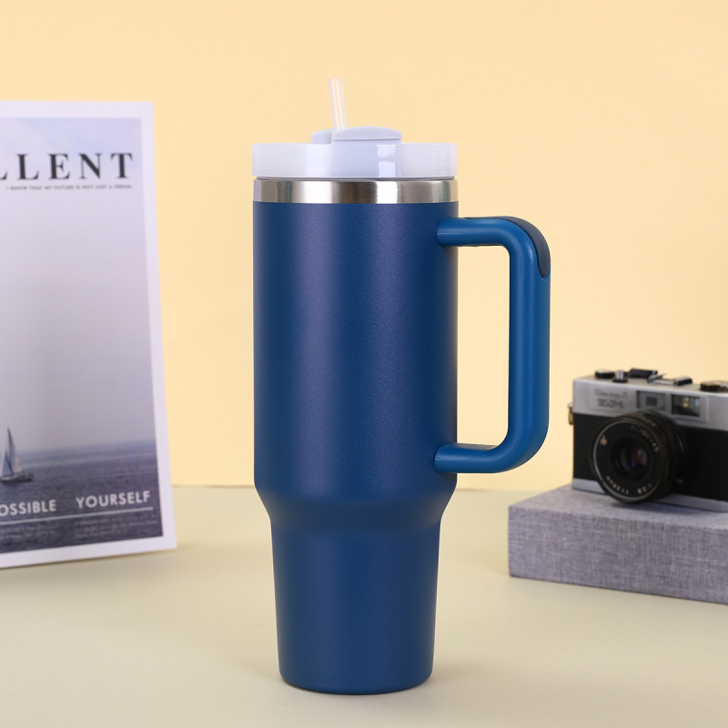 Cană auto din oțel inoxidabil 304 transfrontalieră, 40oz, a doua generație, cu mâner de paie, capacitate mare, cană termos portabilă pentru gheață