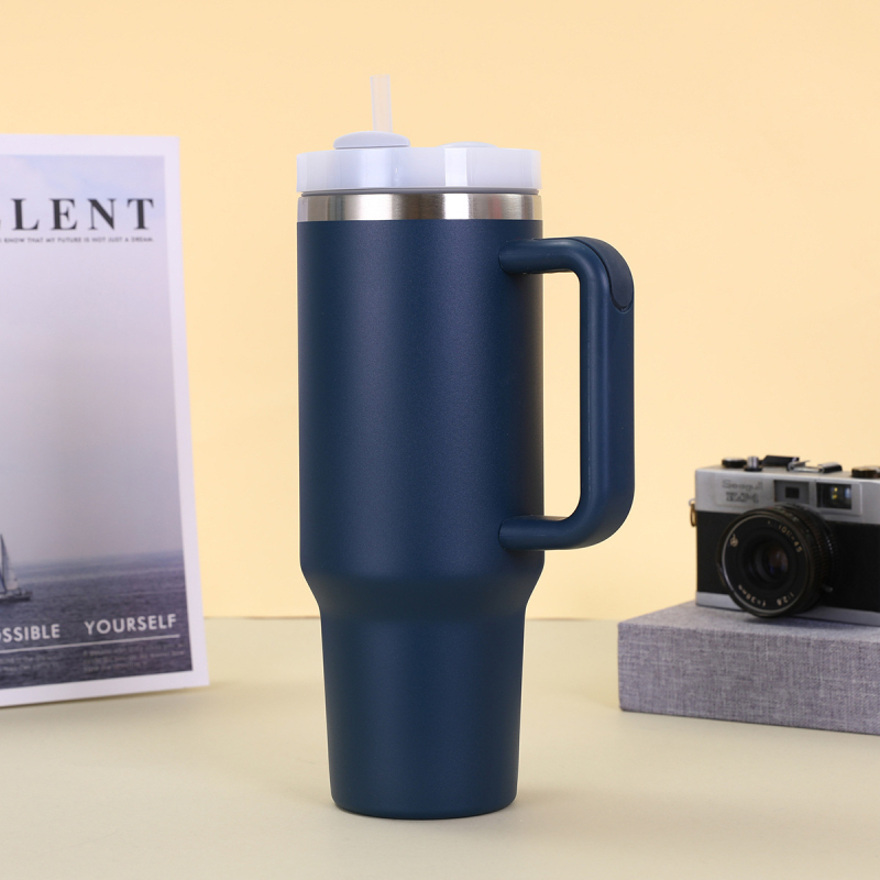 Cană auto din oțel inoxidabil 304 transfrontalieră, 40oz, a doua generație, cu mâner de paie, capacitate mare, cană termos portabilă pentru gheață