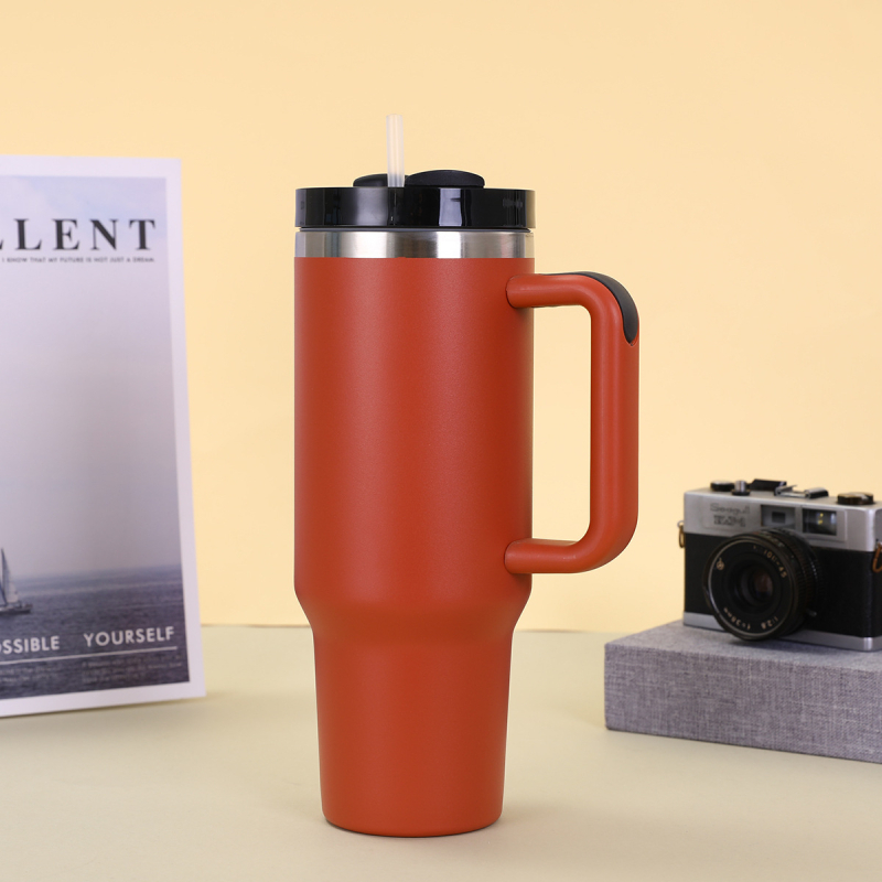 Cană auto din oțel inoxidabil 304 transfrontalieră, 40oz, a doua generație, cu mâner de paie, capacitate mare, cană termos portabilă pentru gheață