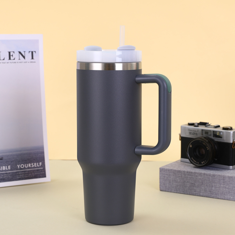 Cană auto din oțel inoxidabil 304 transfrontalieră, 40oz, a doua generație, cu mâner de paie, capacitate mare, cană termos portabilă pentru gheață