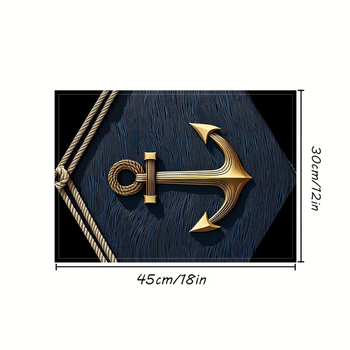 4 mereteemalist ankrumustriga laualinikut, 100% linasest kootud ristkülikukujulist, käsitsi pestav, suurus 12x18