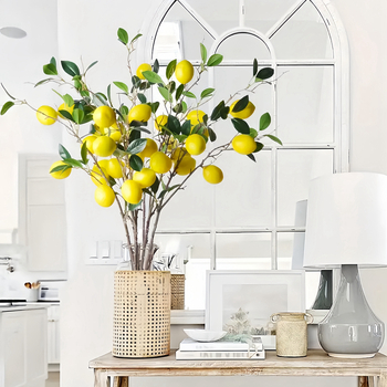 „Amazon Temuksin“ dirbtinių citrinų vaisių ilgos šakos dirbtinių gėlių puokštė vestuvių fotografijos rekvizitas, aukštas modeliavimas