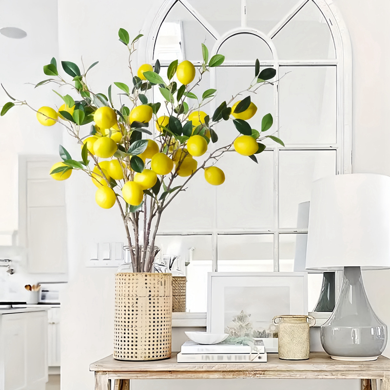 „Amazon Temuksin“ dirbtinių citrinų vaisių ilgos šakos dirbtinių gėlių puokštė vestuvių fotografijos rekvizitas, aukštas modeliavimas