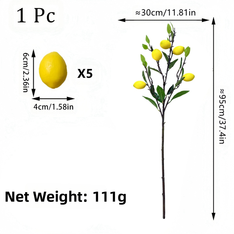 Amazon Temuksiin Изкуствен лимонов плод Дълъг клон Изкуствена цветна аранжировка Букет Сватбена фотография Проп Висока симулация