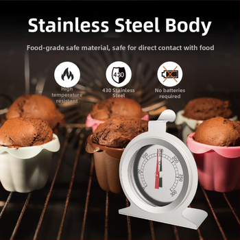 Θερμόμετρο φούρνου Kaitai, θερμόμετρο ψημένων τροφίμων, διμεταλλικό θερμόμετρο φούρνου κουζίνας υψηλής θερμοκρασίας από ανοξείδωτο χάλυβα