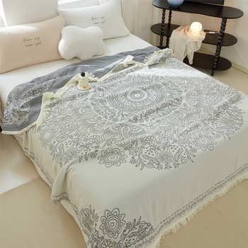 Plapumă de vară cu patru straturi de tifon din bumbac Tassel, plapumă răcoritoare de vară, plapumă single dublă cu aer condiționat, plapumă de vară din bumbac, pătură de somn