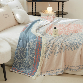 Plapumă de vară cu patru straturi de tifon din bumbac Tassel, plapumă răcoritoare de vară, plapumă single dublă cu aer condiționat, plapumă de vară din bumbac, pătură de somn