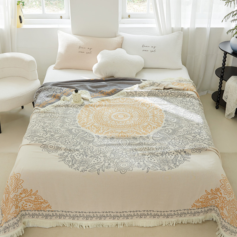 Plapumă de vară cu patru straturi de tifon din bumbac Tassel, plapumă răcoritoare de vară, plapumă single dublă cu aer condiționat, plapumă de vară din bumbac, pătură de somn