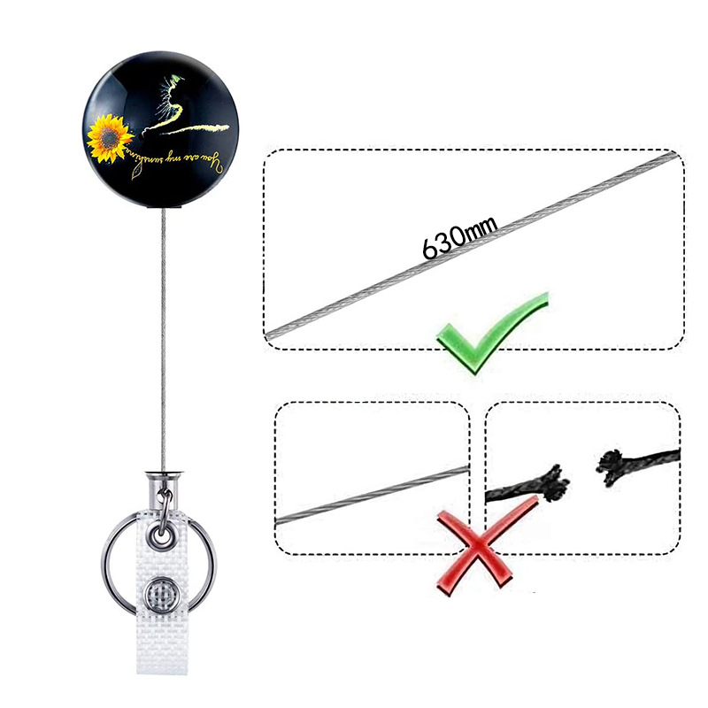 4 cm pusmetalinė ID sagtis Saulėgrąža Gyvybės medis Lengvai užtraukiama sagtis Gydytojo ir slaugytojo ištraukiama ženklelių ritė