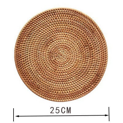 Alumise riidega Vietnami vana rotangist matt Teekomplekt Käsitsi valmistatud lauamatt Laua rotangist matt Isoleeritud nõudepesumatt Kauss Loominguline lilla savipott Matt