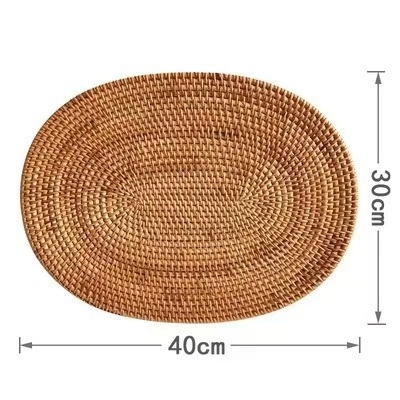 Alumise riidega Vietnami vana rotangist matt Teekomplekt Käsitsi valmistatud lauamatt Laua rotangist matt Isoleeritud nõudepesumatt Kauss Loominguline lilla savipott Matt