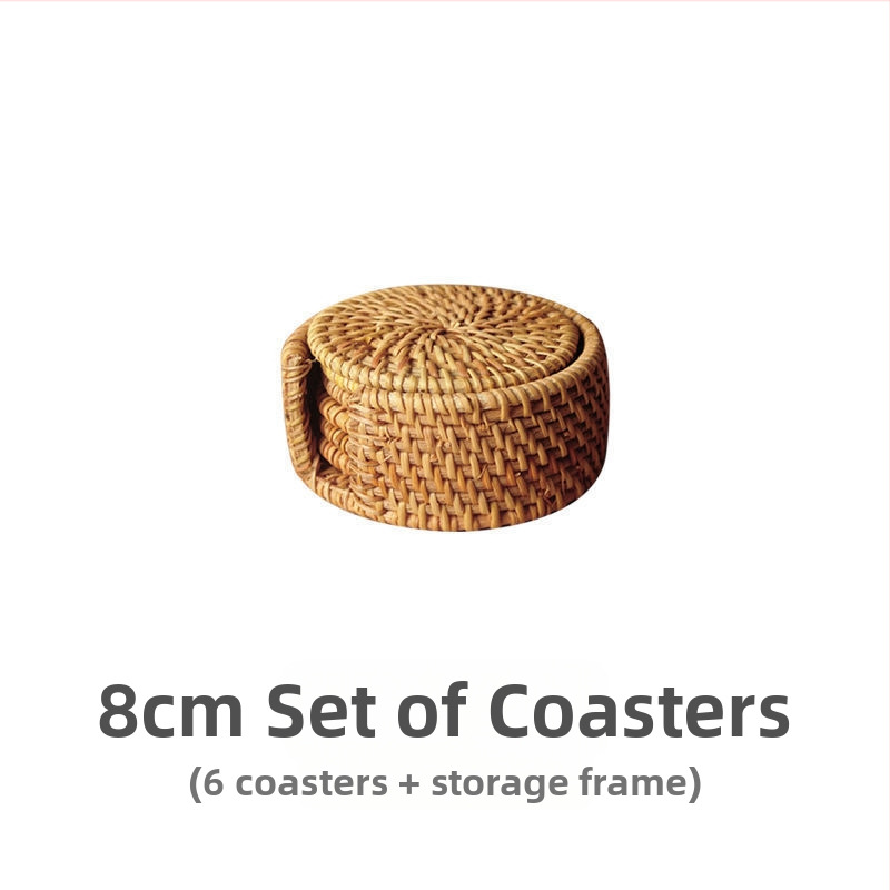 Alumise riidega Vietnami vana rotangist matt Teekomplekt Käsitsi valmistatud lauamatt Laua rotangist matt Isoleeritud nõudepesumatt Kauss Loominguline lilla savipott Matt