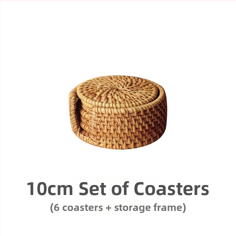 Alumise riidega Vietnami vana rotangist matt Teekomplekt Käsitsi valmistatud lauamatt Laua rotangist matt Isoleeritud nõudepesumatt Kauss Loominguline lilla savipott Matt