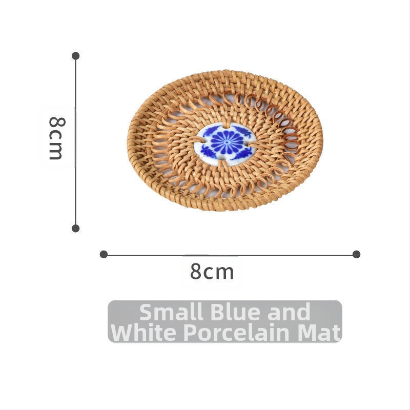 Alumise riidega Vietnami vana rotangist matt Teekomplekt Käsitsi valmistatud lauamatt Laua rotangist matt Isoleeritud nõudepesumatt Kauss Loominguline lilla savipott Matt