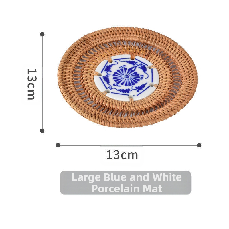 Alumise riidega Vietnami vana rotangist matt Teekomplekt Käsitsi valmistatud lauamatt Laua rotangist matt Isoleeritud nõudepesumatt Kauss Loominguline lilla savipott Matt