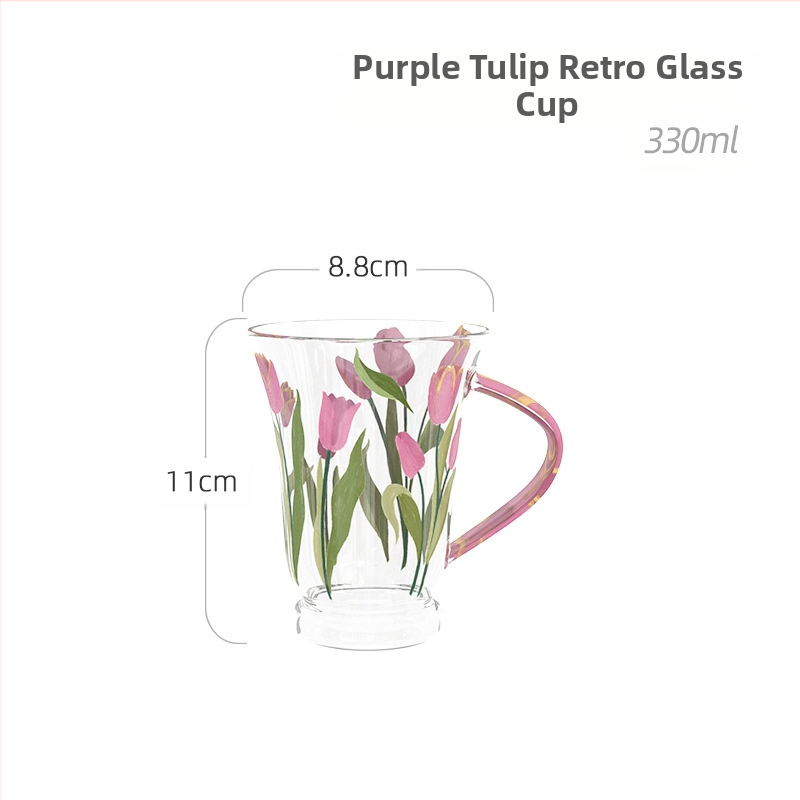 Γυάλινο ποτήρι Tulip για οικιακή χρήση, υψηλής αξίας, ποτήρι νερού, φλιτζάνι υψηλής θερμοκρασίας για αέρα, φλιτζάνι καφέ, φλιτζάνι τσαγιού λουλουδιών, φλιτζάνι για κορίτσια