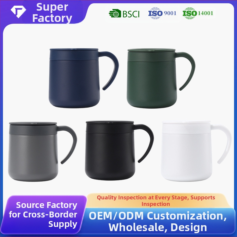 Трансгранична висококачествена чаша от неръждаема стомана с капак, двуслойна вакуумна чаша за кафе, преносима изолационна чаша, персонализирана