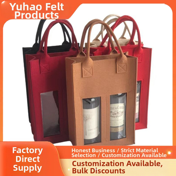 Piiriülene kaasaskantav vildist punase veini kott käekott topeltpudel peene pakendiga kukkumisvastane punase veini kinkekott hulgimüük