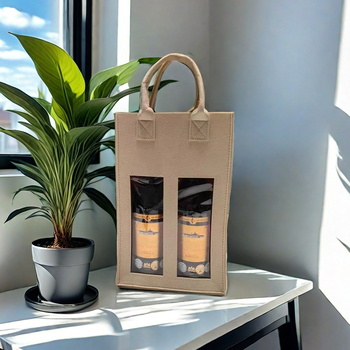 Piiriülene kaasaskantav vildist punase veini kott käekott topeltpudel peene pakendiga kukkumisvastane punase veini kinkekott hulgimüük