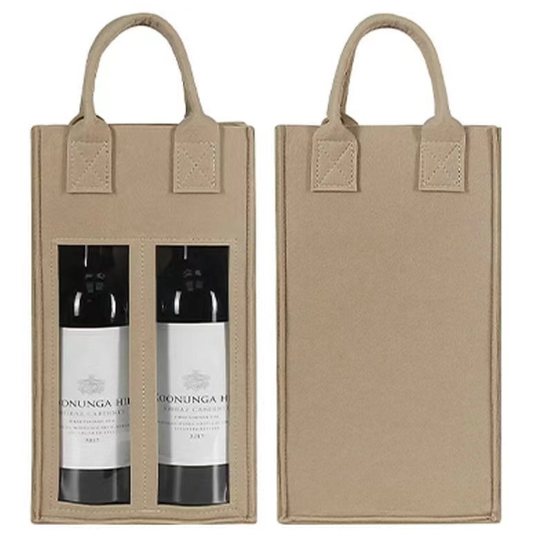 Piiriülene kaasaskantav vildist punase veini kott käekott topeltpudel peene pakendiga kukkumisvastane punase veini kinkekott hulgimüük