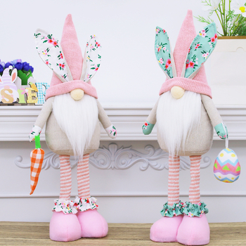 Velykų nykštuko beveidės lėlės dekoracijos, triušio papuošalai, Rudolfo lėlės šventinės dekoracijos, didmeninė prekyba