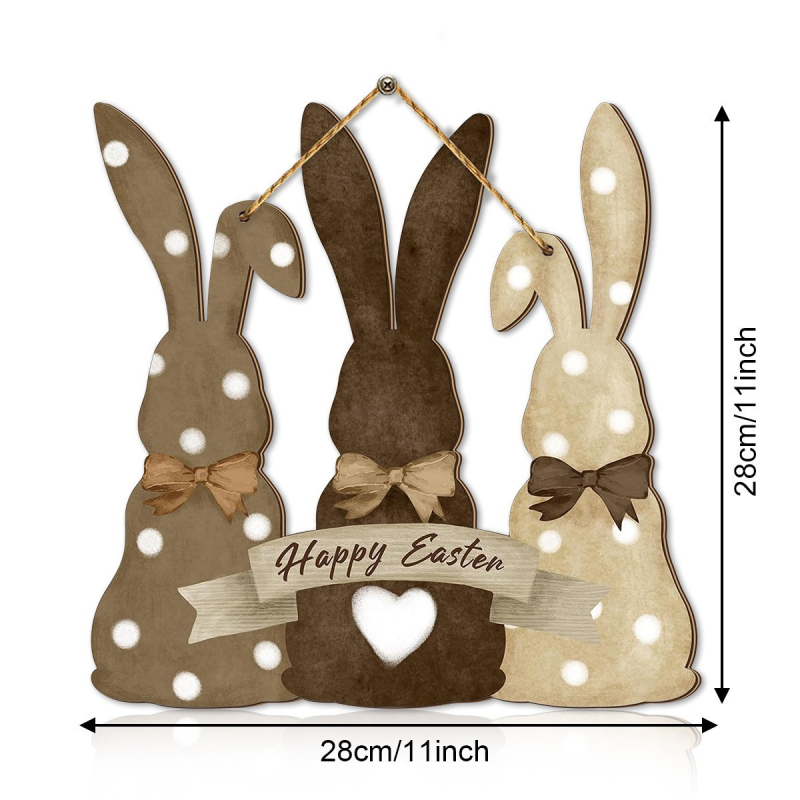 „Crossborder Temu Home Decor“ velykinis taškuotas triušio medinis ženklas, kūrybinga dekoratyvinė lentelė, buksmedžio amatai