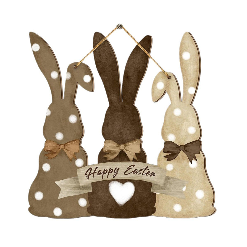 „Crossborder Temu Home Decor“ velykinis taškuotas triušio medinis ženklas, kūrybinga dekoratyvinė lentelė, buksmedžio amatai