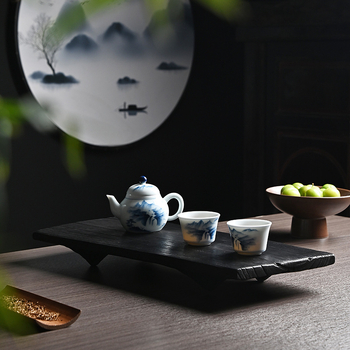 Karbonizuoto medžio arbatos staliukas, sausas burbulinis padėklas, japoniško stiliaus, kvailo stiliaus, vintažinis padėklas, buitinės arbatos ceremonijos aksesuarai, viso kvadrato formos arbatos padėklas