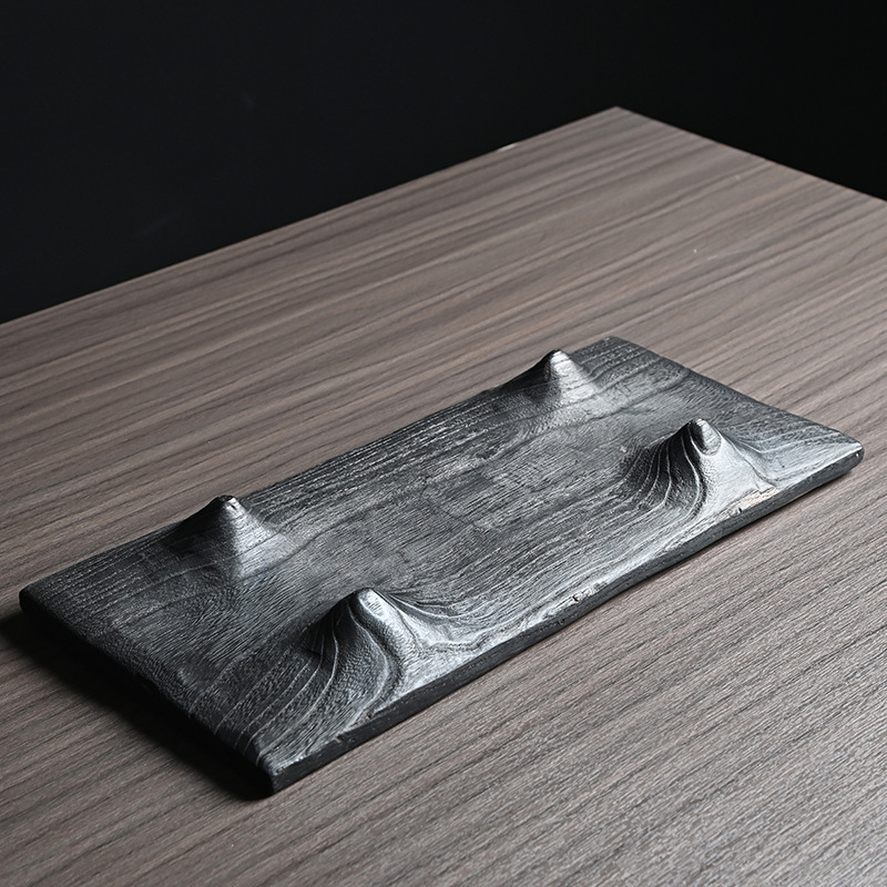Karbonizuoto medžio arbatos staliukas, sausas burbulinis padėklas, japoniško stiliaus, kvailo stiliaus, vintažinis padėklas, buitinės arbatos ceremonijos aksesuarai, viso kvadrato formos arbatos padėklas