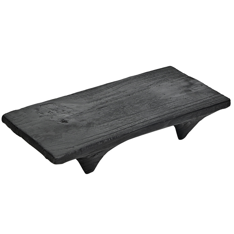 Karbonizuoto medžio arbatos staliukas, sausas burbulinis padėklas, japoniško stiliaus, kvailo stiliaus, vintažinis padėklas, buitinės arbatos ceremonijos aksesuarai, viso kvadrato formos arbatos padėklas