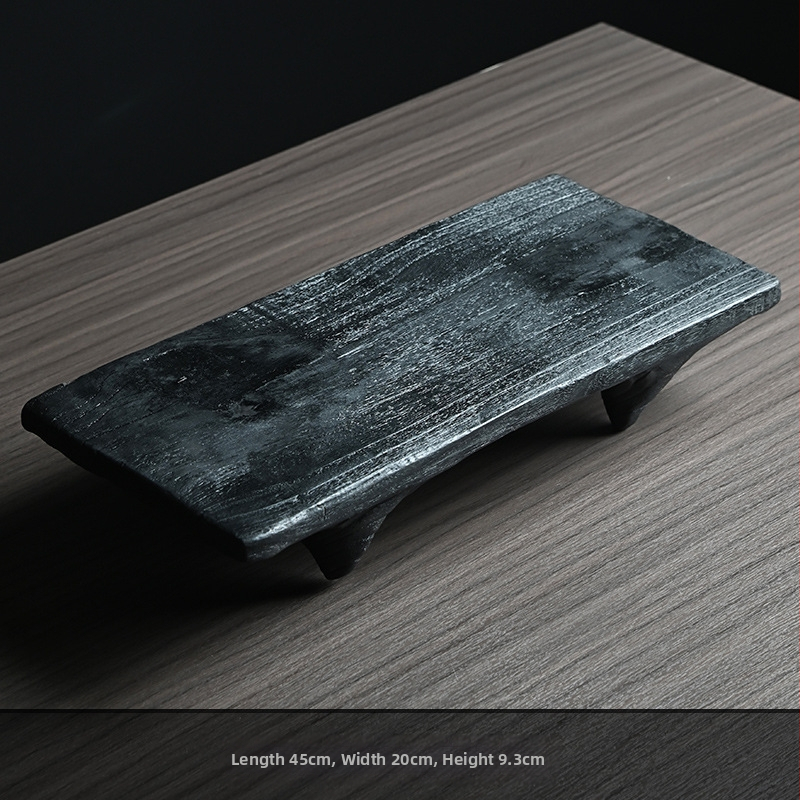 Karbonizuoto medžio arbatos staliukas, sausas burbulinis padėklas, japoniško stiliaus, kvailo stiliaus, vintažinis padėklas, buitinės arbatos ceremonijos aksesuarai, viso kvadrato formos arbatos padėklas