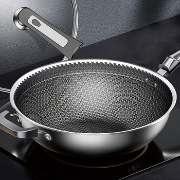 Nauja korio neprideganti nerūdijančio plieno keptuvė, buitinė keptuvė, universali viryklė, keptuvė, didmeninė prekyba