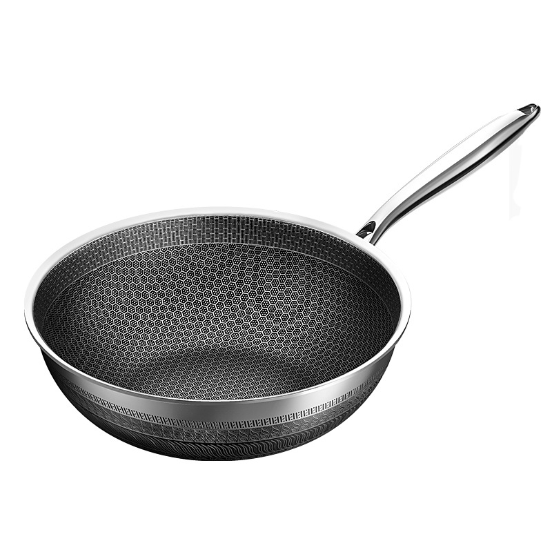 Nauja korio neprideganti nerūdijančio plieno keptuvė, buitinė keptuvė, universali viryklė, keptuvė, didmeninė prekyba