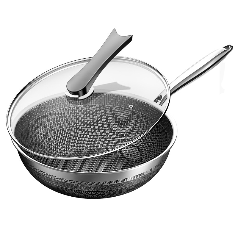 Nauja korio neprideganti nerūdijančio plieno keptuvė, buitinė keptuvė, universali viryklė, keptuvė, didmeninė prekyba