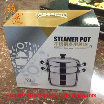 Самостоятелно продаваща се неръждаема стомана 28 см параход, многослойна супа параход с двойна решетка, тенджера от неръждаема стомана, подарък на едро