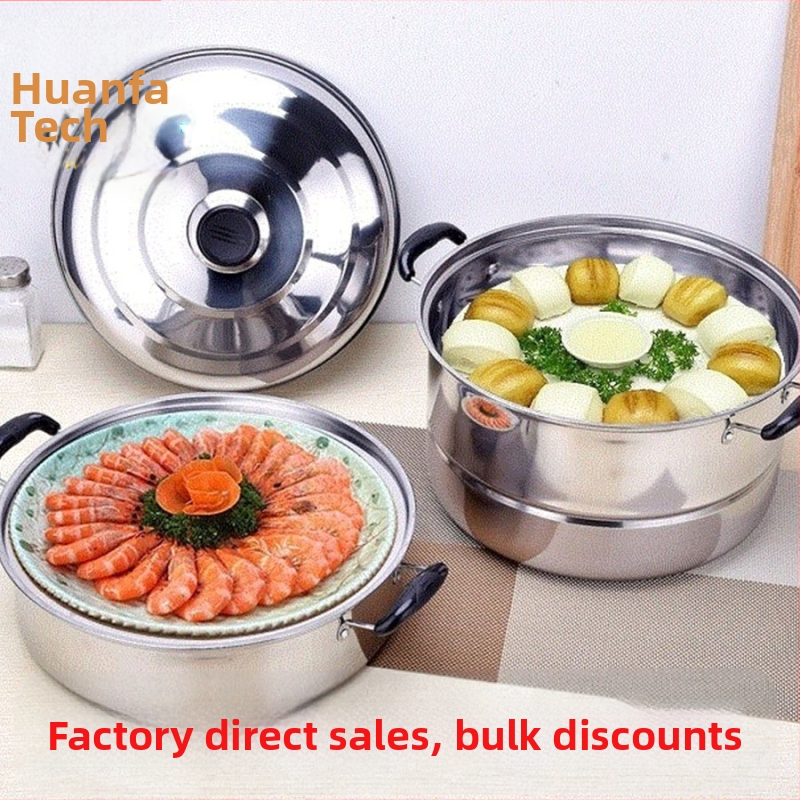 Самостоятелно продаваща се неръждаема стомана 28 см параход, многослойна супа параход с двойна решетка, тенджера от неръждаема стомана, подарък на едро