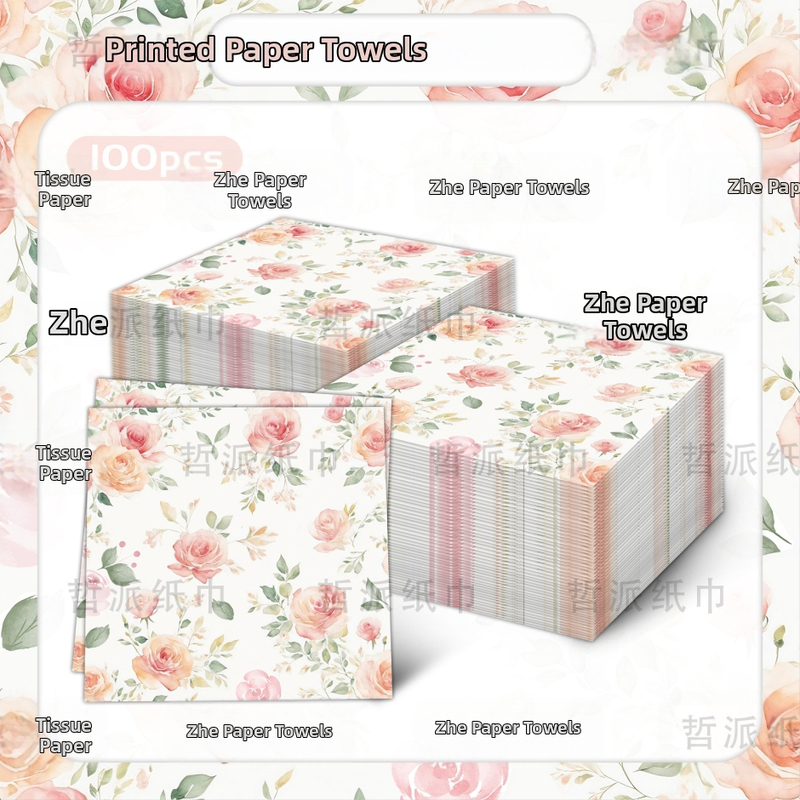 Салфетка за декорация на домашно парти с принт на розово шампанско през граница [готова наличност]