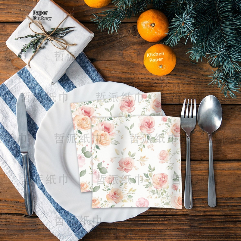 Салфетка за декорация на домашно парти с принт на розово шампанско през граница [готова наличност]