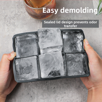 Forma na ľad Fcm, mäkká silikónová, 6-mriežková, štvorcová forma na ľad s vekom, odolná voči zápachu, 5 cm silikónová forma na výrobu ľadu