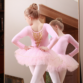 Laste tantsuriided sügiseks ja talveks, pikkade varrukatega tüdrukute tutu, ühes tükis tüdrukute tantsuseelik, roosa, hiina tantsu harjutusriided