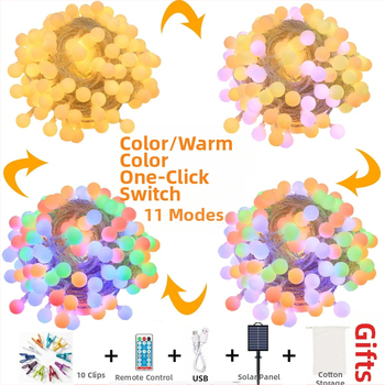 Nauja saulės matinio rutulinio šviestuvo virvelė lauko kempingui, atspari vandeniui, antifrizo atmosferos lempa, kiemo dekoracija, begalinė spalvą keičianti lempa