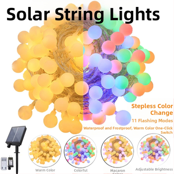 Nauja saulės matinio rutulinio šviestuvo virvelė lauko kempingui, atspari vandeniui, antifrizo atmosferos lempa, kiemo dekoracija, begalinė spalvą keičianti lempa