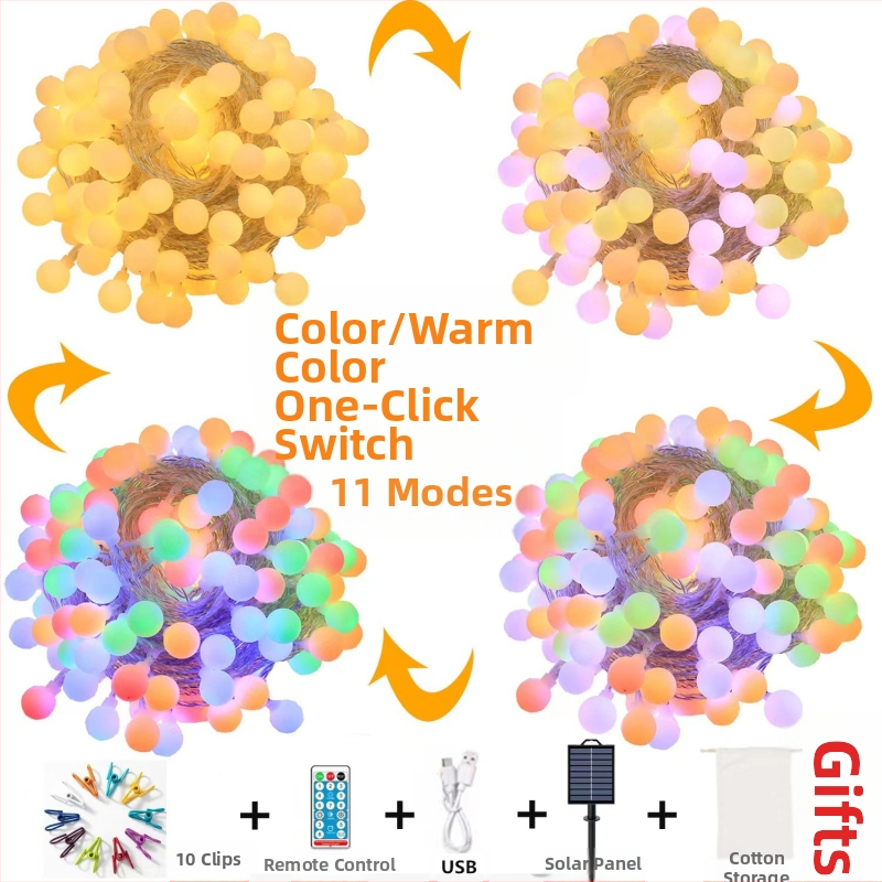 Нова слънчева лампа с матирана топка, нишка за къмпинг на открито, водоустойчива антифриз атмосфера, лампа, декорация на двор, лампа с безкрайно променящ се цвят