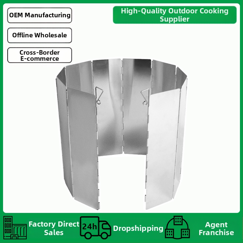 Vēja vairoga āra kasešu plīts vēja vairogs vēja vairogs vēja necaurlaidīga gredzenveida plīts korpuss gāzes plīts kempingam saliekama kempinga plīts