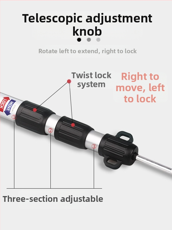 Външен телескопичен стълб за навес от алуминиева сплав 2,3 м-3 м, регулируем 3-секционен удължител за врата на палатка, преносима подпора